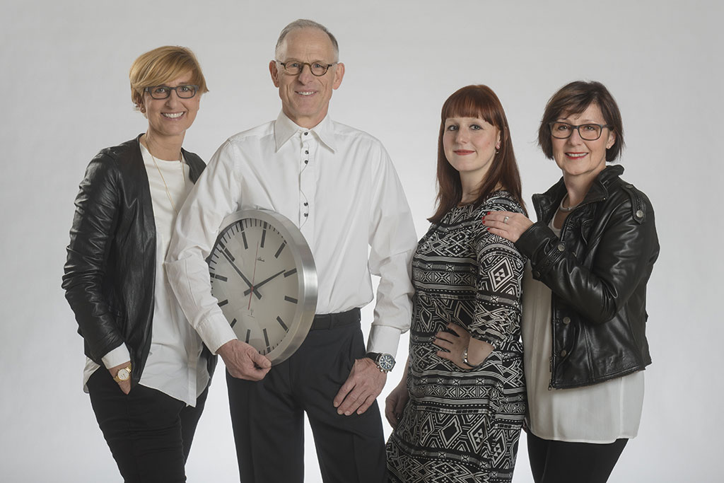 Familienunternehmen Uhren Thurner mit Elke Will, Hagen Thurner, Kristin Weitzel und Andrea Thurner; Foto: Uhren Thurner